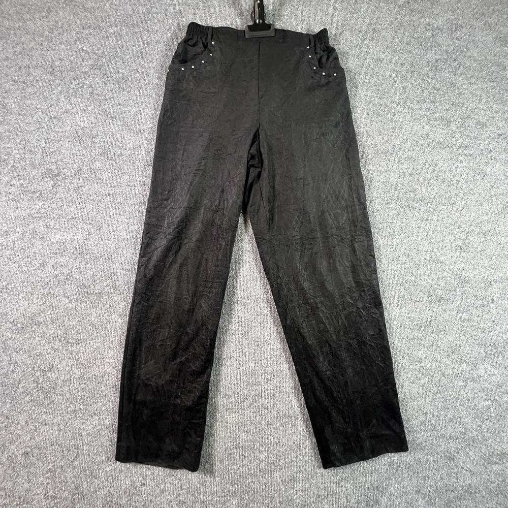 Sisko Khakis Pant Women's 14 Black Polyester Straight-Leg Studded Preppy Party